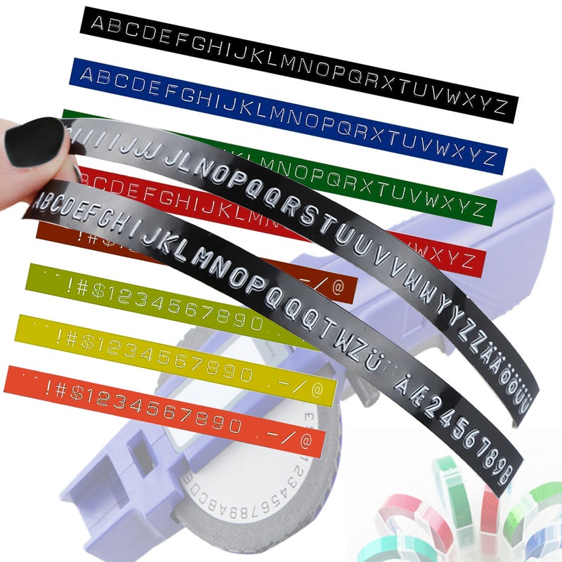 Methray Replacement 3D Embossing Labels Tape Compatible with Dymo Embossing Label Maker DIY Manual Label Printer,1/4''x 9.8',10 Colours Plastic Organizer Embossing Label Makers 1610 Tape 10 Rolls - Image 3